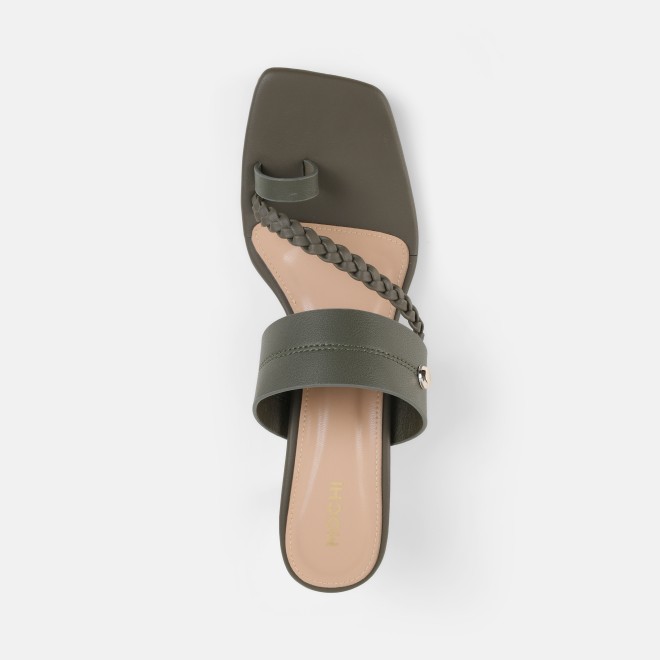 Mochi Women Green Casual Slip Ons (SKU: 40-497-21-36)