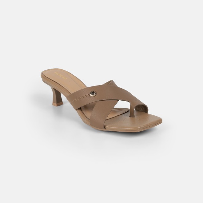 Mochi Women Beige Casual Slip Ons (SKU: 40-498-20-36)