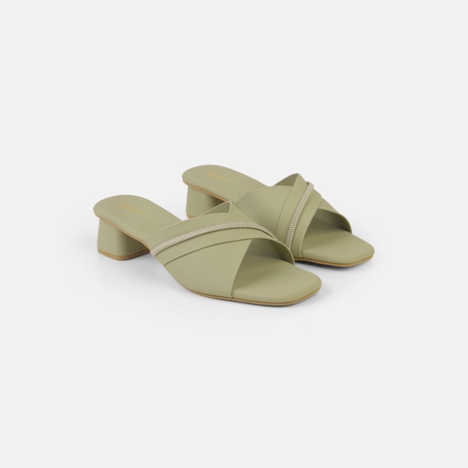 Mochi Women Green Casual Slip Ons (SKU: 40-501-21-36)
