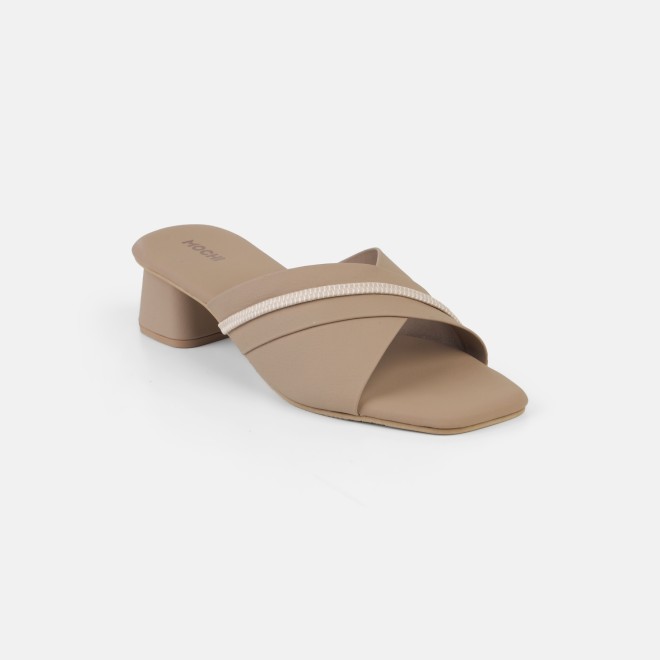 Mochi Women Beige Casual Slip Ons (SKU: 40-501-20-36)