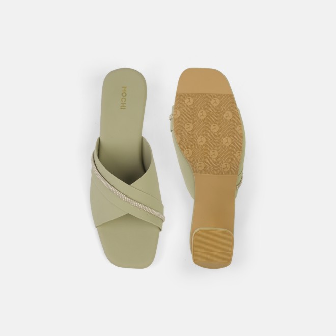 Mochi Women Green Casual Slip Ons (SKU: 40-501-21-36)