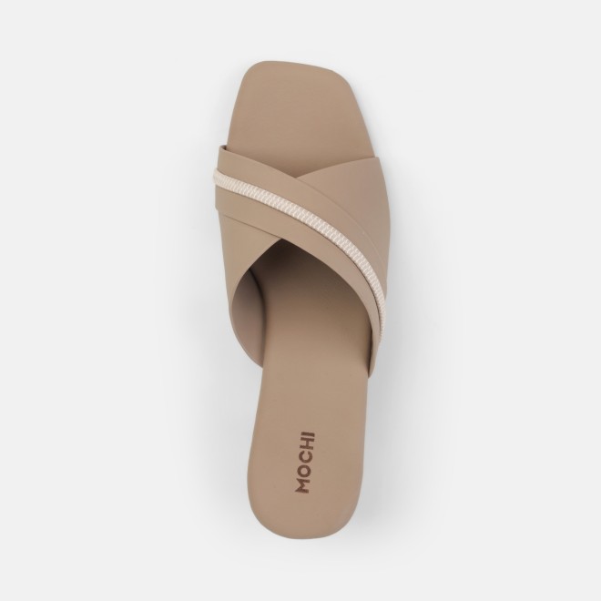 Mochi Women Beige Casual Slip Ons (SKU: 40-501-20-36)