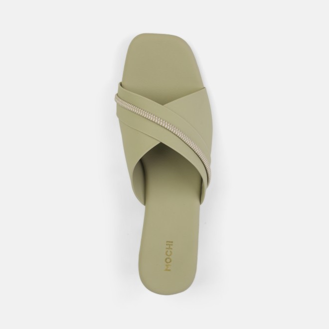 Mochi Women Green Casual Slip Ons (SKU: 40-501-21-36)