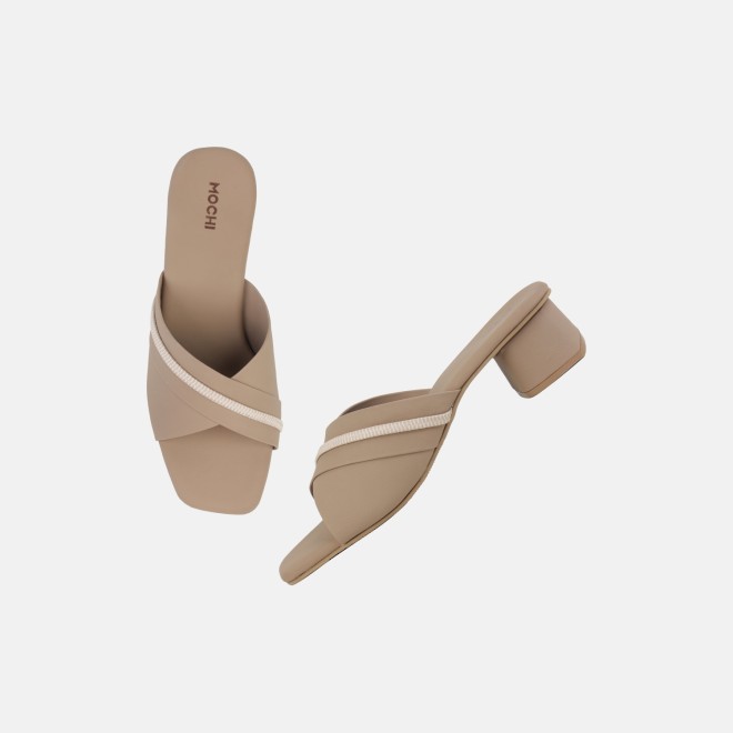 Mochi Women Beige Casual Slip Ons (SKU: 40-501-20-36)