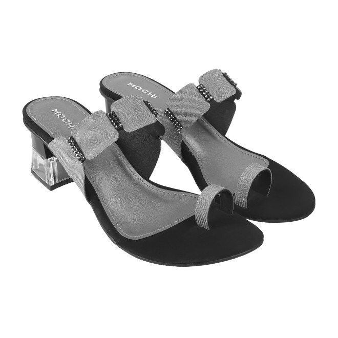 Mochi Women Black Ethnic Sandals