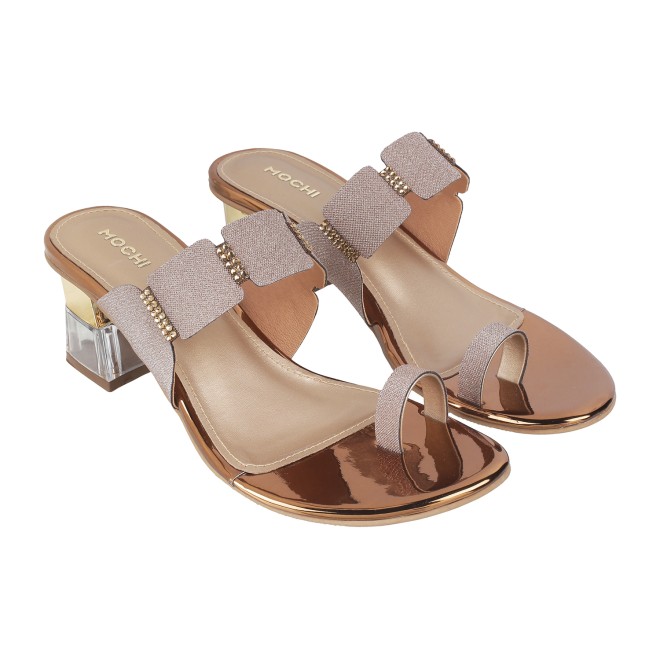 Mochi Women Antique-Gold Ethnic Sandals