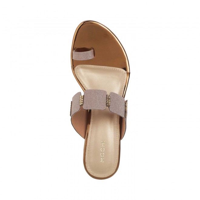 Mochi Women Antique-Gold Ethnic Sandals (SKU: 40-56-28-36)