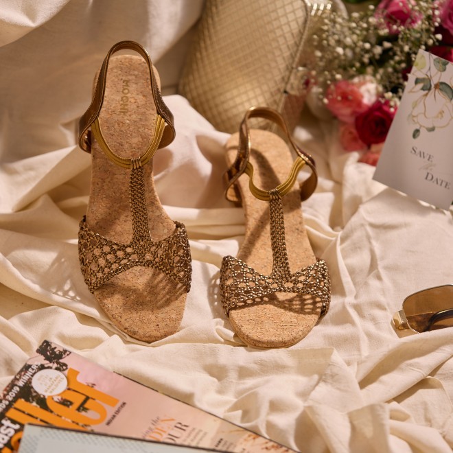 Mochi Women Antique-Gold Casual Sandals (SKU: 40-7-28-36)