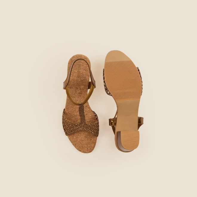 Mochi Women Antique-Gold Casual Sandals (SKU: 40-7-28-36)