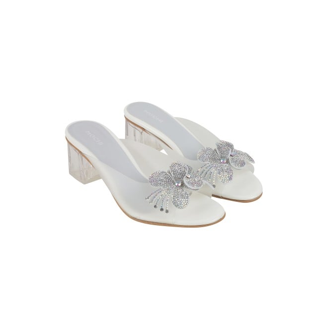 Mochi Women White Party Slip Ons (SKU: 40-800307-16-36)
