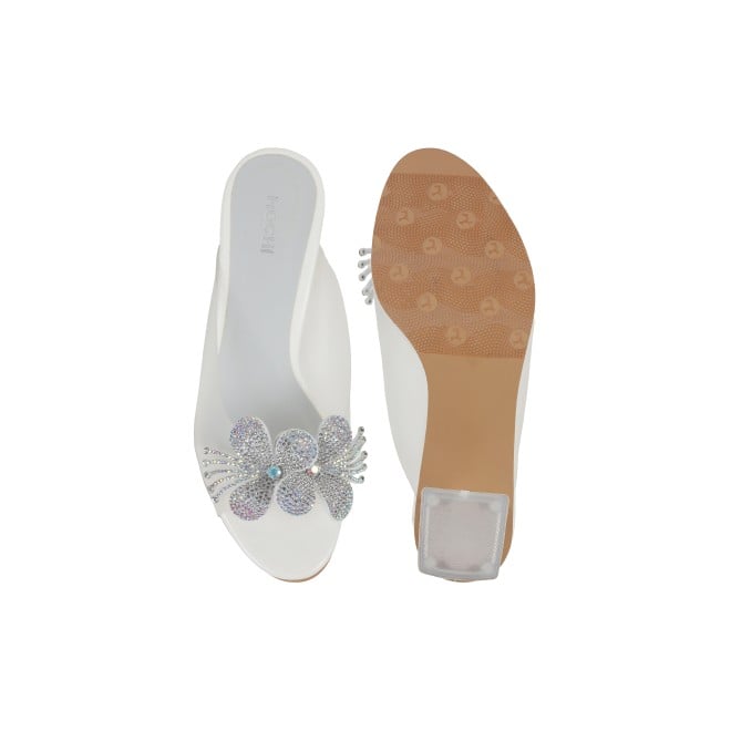 Mochi Women White Party Slip Ons (SKU: 40-800307-16-36)