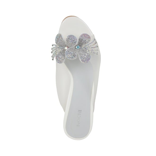 Mochi Women White Party Slip Ons (SKU: 40-800307-16-36)