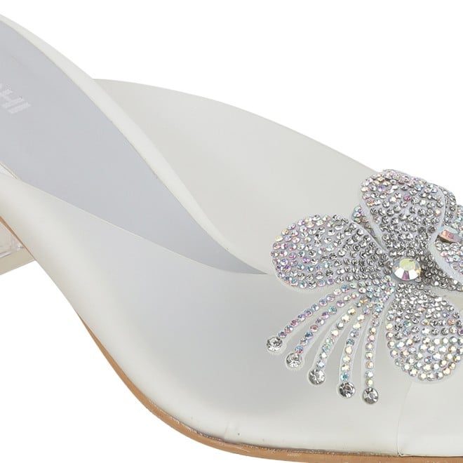 Mochi Women White Party Slip Ons (SKU: 40-800307-16-36)