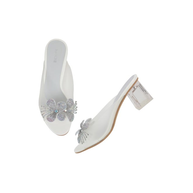 Mochi Women White Party Slip Ons (SKU: 40-800307-16-36)