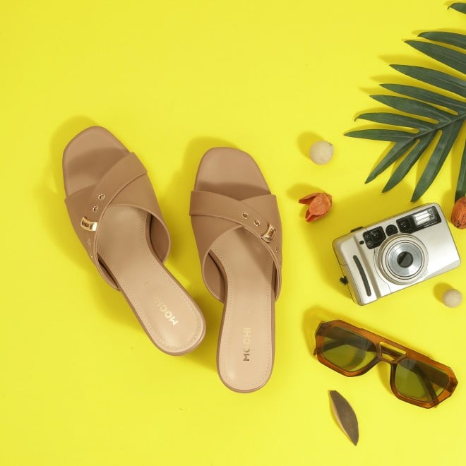 Women Tan Casual Slip Ons