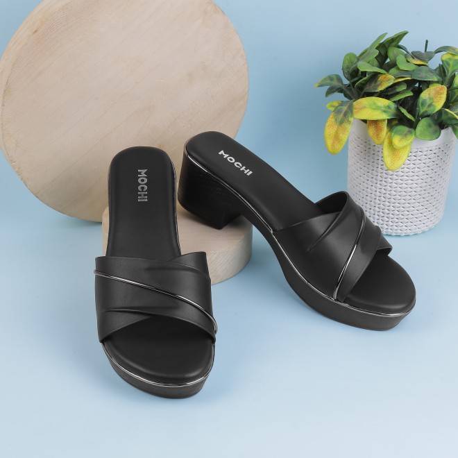 Mochi Women Black Casual Slip Ons