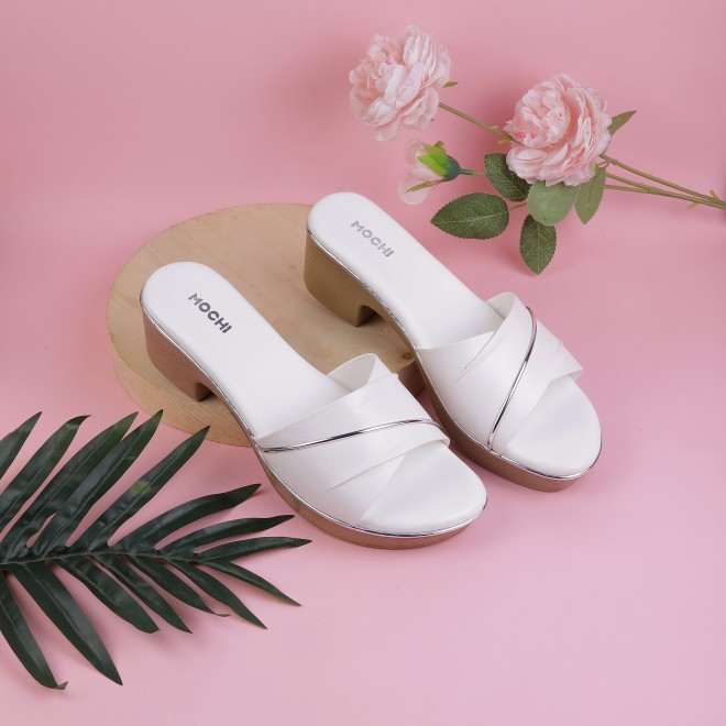 Mochi Women White Casual Slip Ons
