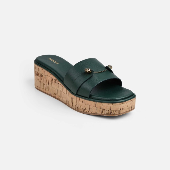 Mochi Women Green Casual Slip Ons (SKU: 41-188-21-37)