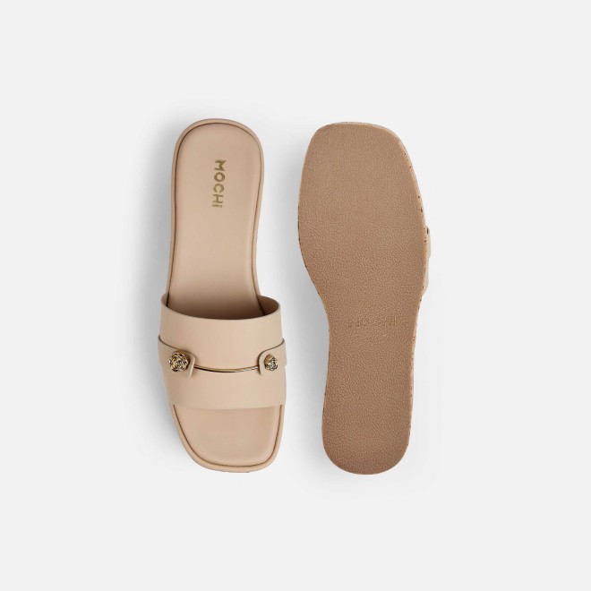 Mochi Women Beige Casual Slip Ons (SKU: 41-188-20-37)