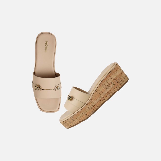 Mochi Women Beige Casual Slip Ons (SKU: 41-188-20-37)