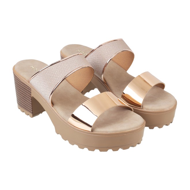 Mochi Women Rose-Gold Casual Slip Ons
