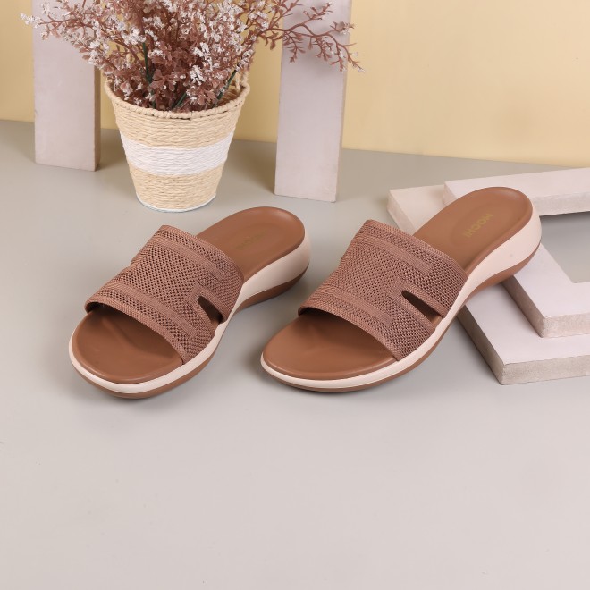Mochi Women Tan Casual Slip Ons