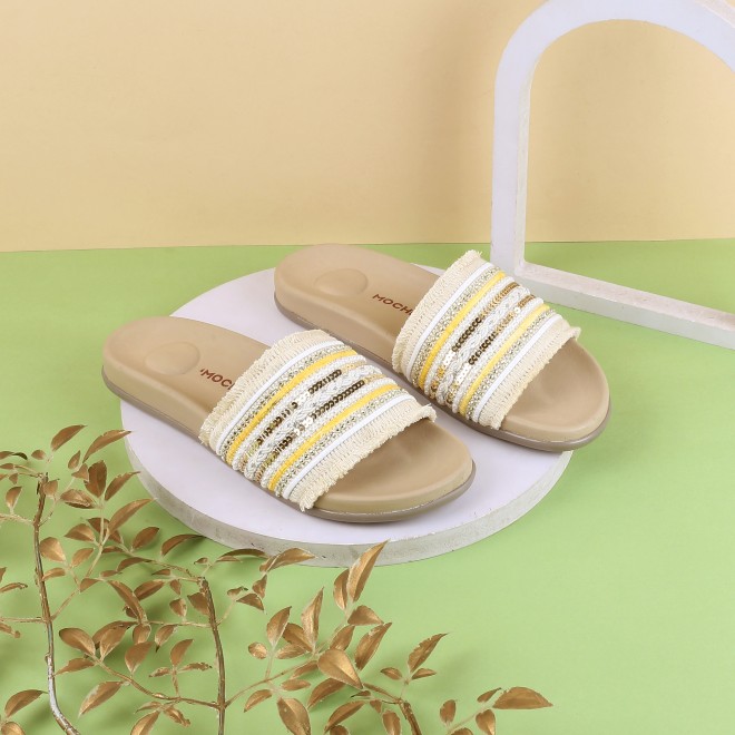 Women Beige Casual Slippers