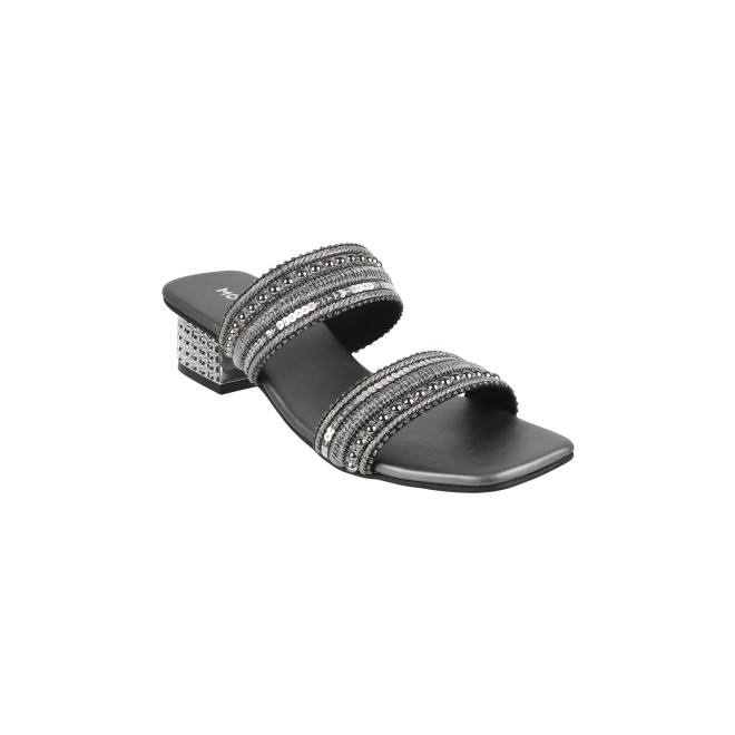 Mochi Women Gun-Metal Casual Slip Ons