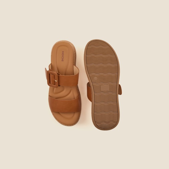 Mochi Women Tan Casual Slip Ons (SKU: 41-364-23-37)