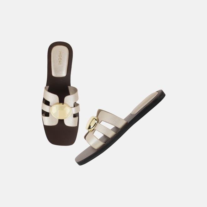 Mochi Women Gold Casual Slippers (SKU: 41-375-15-36)