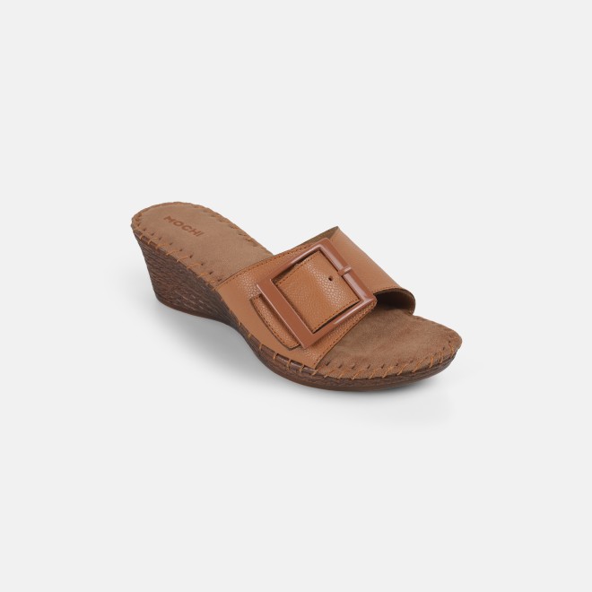 Mochi Women Tan Casual Slip Ons