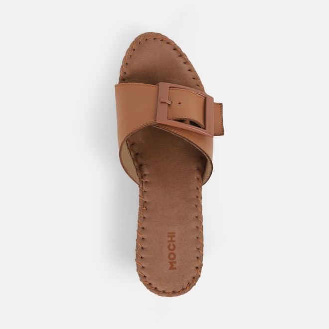 Mochi Women Tan Casual Slip Ons (SKU: 41-380-23-36)