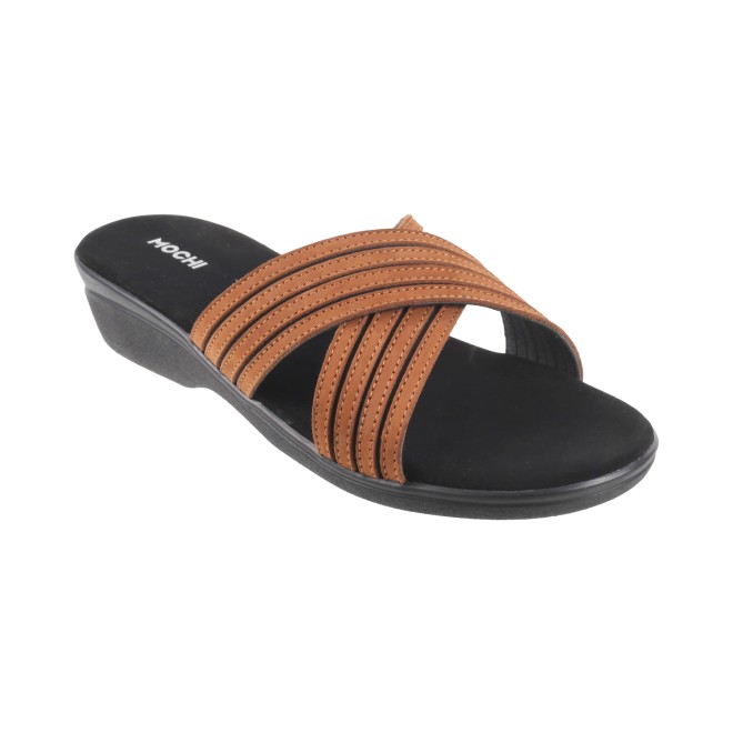 Mochi Women Tan Casual Slip Ons