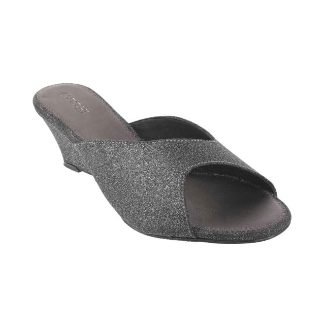 Mochi Women Gun-Metal Casual Slides (SKU: 41-3898-29-40)