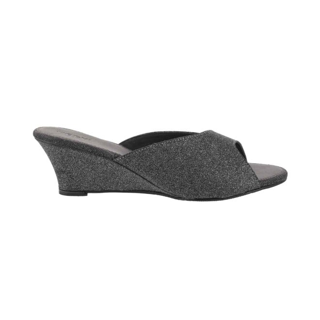 Mochi Women Gun-Metal Casual Slides (SKU: 41-3898-29-40)