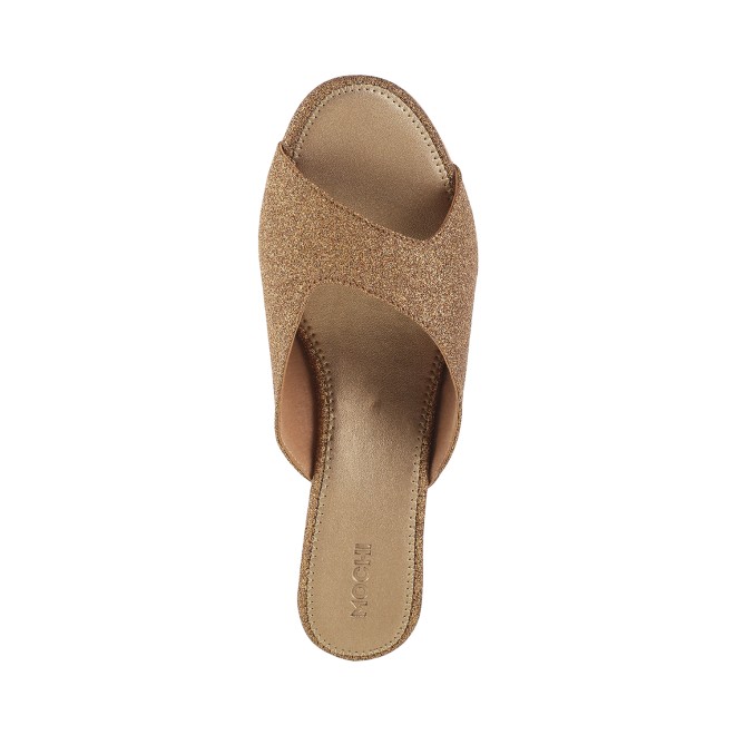 Mochi Women Antique-Gold Casual Slides (SKU: 41-3898-28-36)
