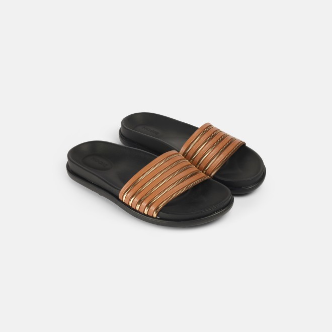 Mochi Women Tan Casual Slip Ons (SKU: 41-402-23-37)