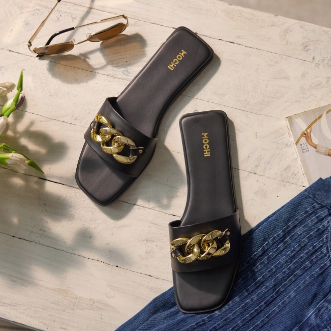 Mochi Women Black Casual Slippers (SKU: 41-4157-11-36)