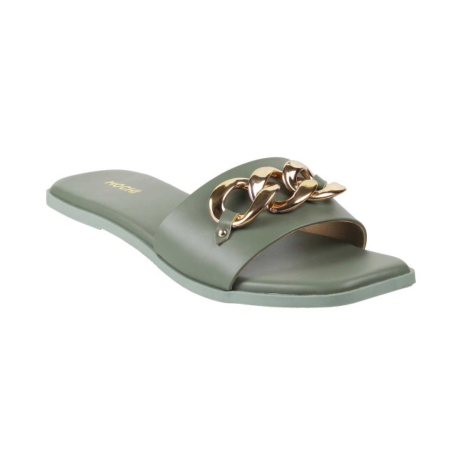 Mochi Women Green Casual Slippers (SKU: 41-4157-21-36)
