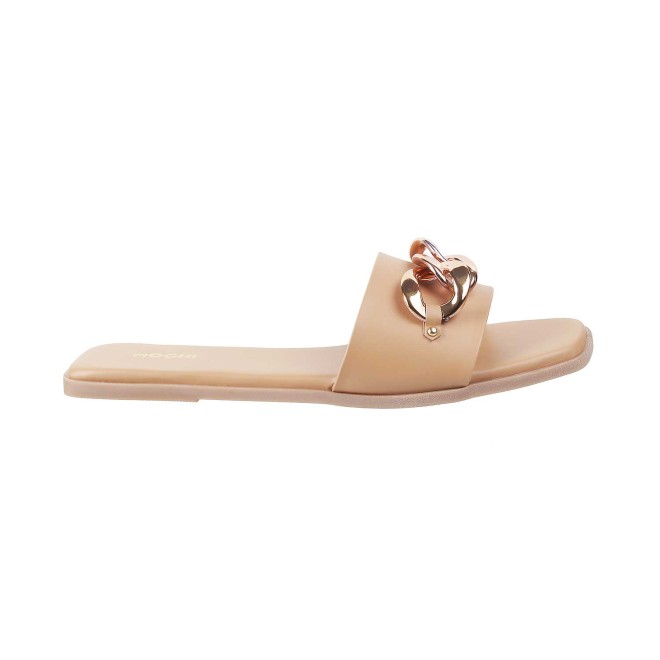 Mochi Women Beige Casual Slippers (SKU: 41-4157-20-36)