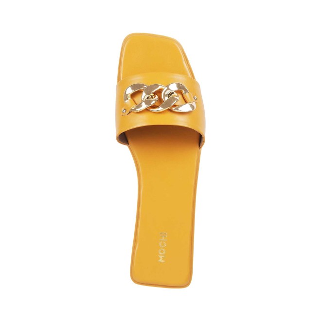 Mochi Women Yellow Casual Slippers (SKU: 41-4157-33-36)