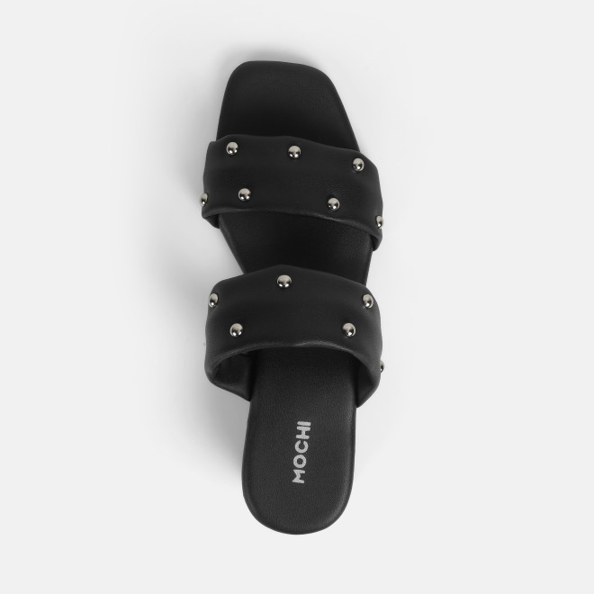 Mochi Women Black Ethnic Slip Ons (SKU: 41-425-11-36)