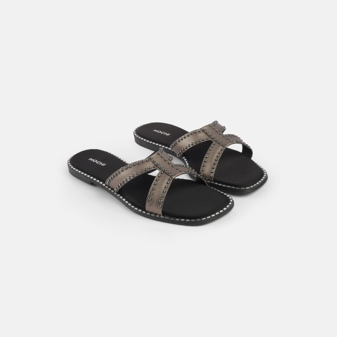 Mochi Women Gun-metal Casual Slip Ons (SKU: 41-427-29-36)