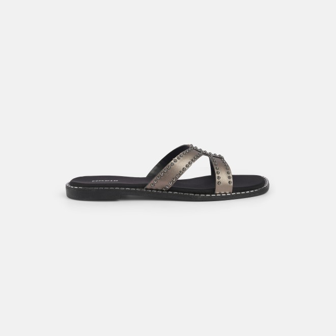 Mochi Women Gun-metal Casual Slip Ons (SKU: 41-427-29-36)