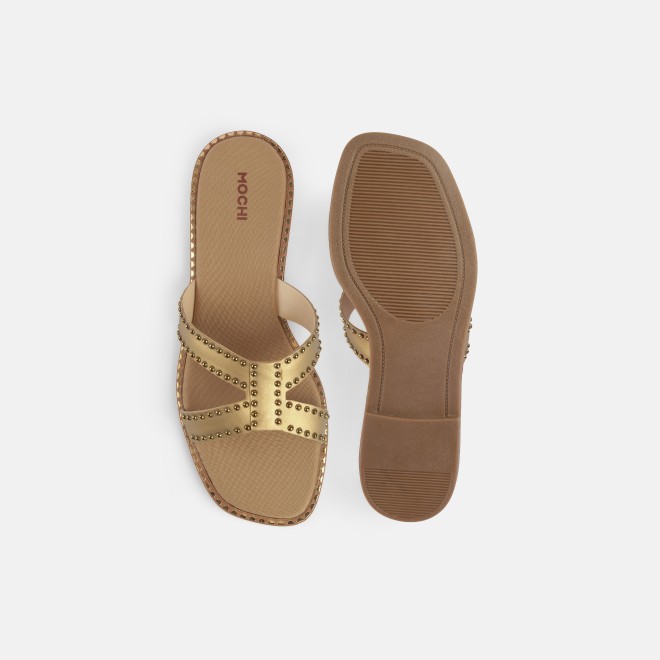Mochi Women Antic-gold Casual Slip Ons (SKU: 41-427-28-37)