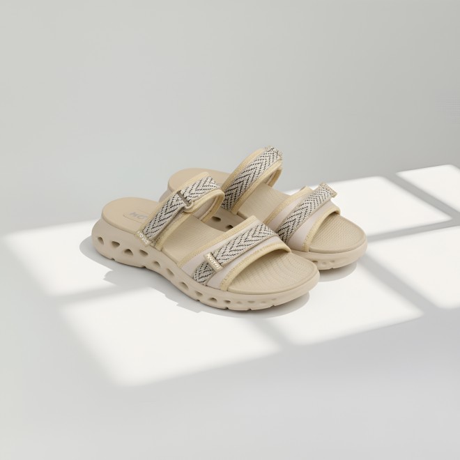 Mochi Women Beige Casual Slip Ons