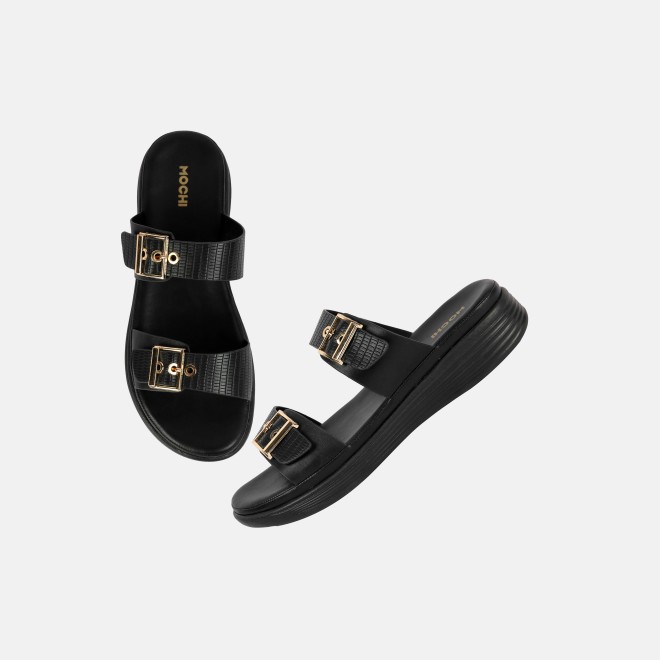 Mochi Women Black Casual Slip Ons (SKU: 41-432-11-37)