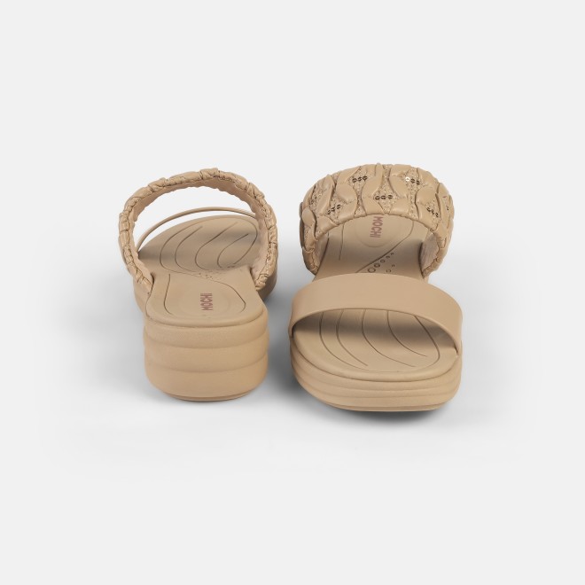 Mochi Women Beige Casual Slip Ons (SKU: 41-433-20-36)