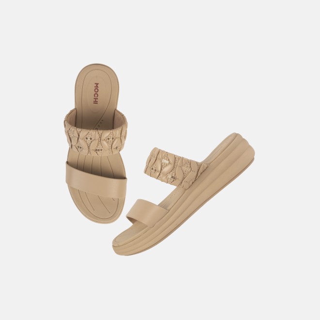 Mochi Women Beige Casual Slip Ons (SKU: 41-433-20-36)
