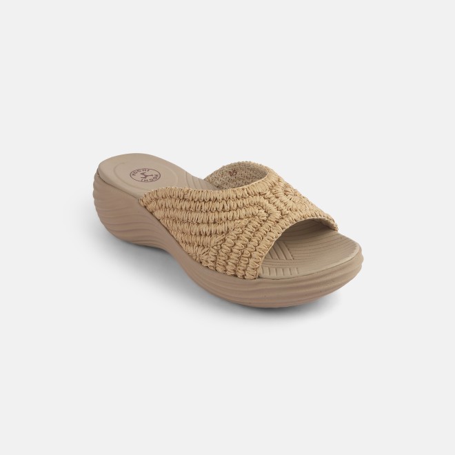 Mochi Women Beige Casual Slip Ons